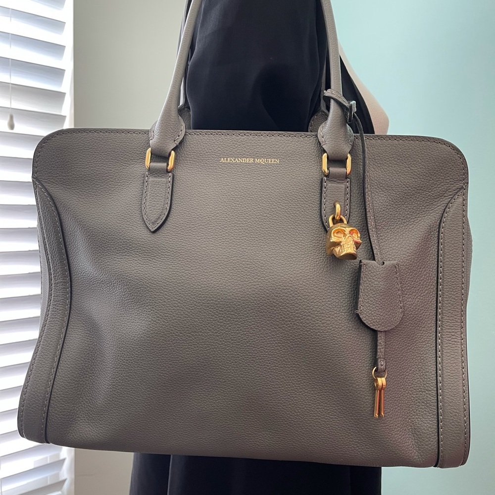 Alexander McQueen Rare Skull Padlock Grey Tote L